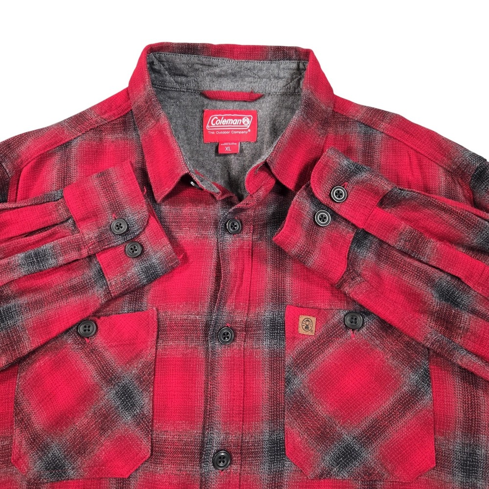 Coleman Shirt Mens XL Red Plaid Flannel Long Sleeve Button Front Casual Outdoor